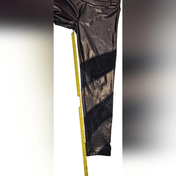 PINK Victoria's Secret Ultimate Bronze Metallic Mesh Athletic Yoga Leggings, S - Picture 7 of 10
